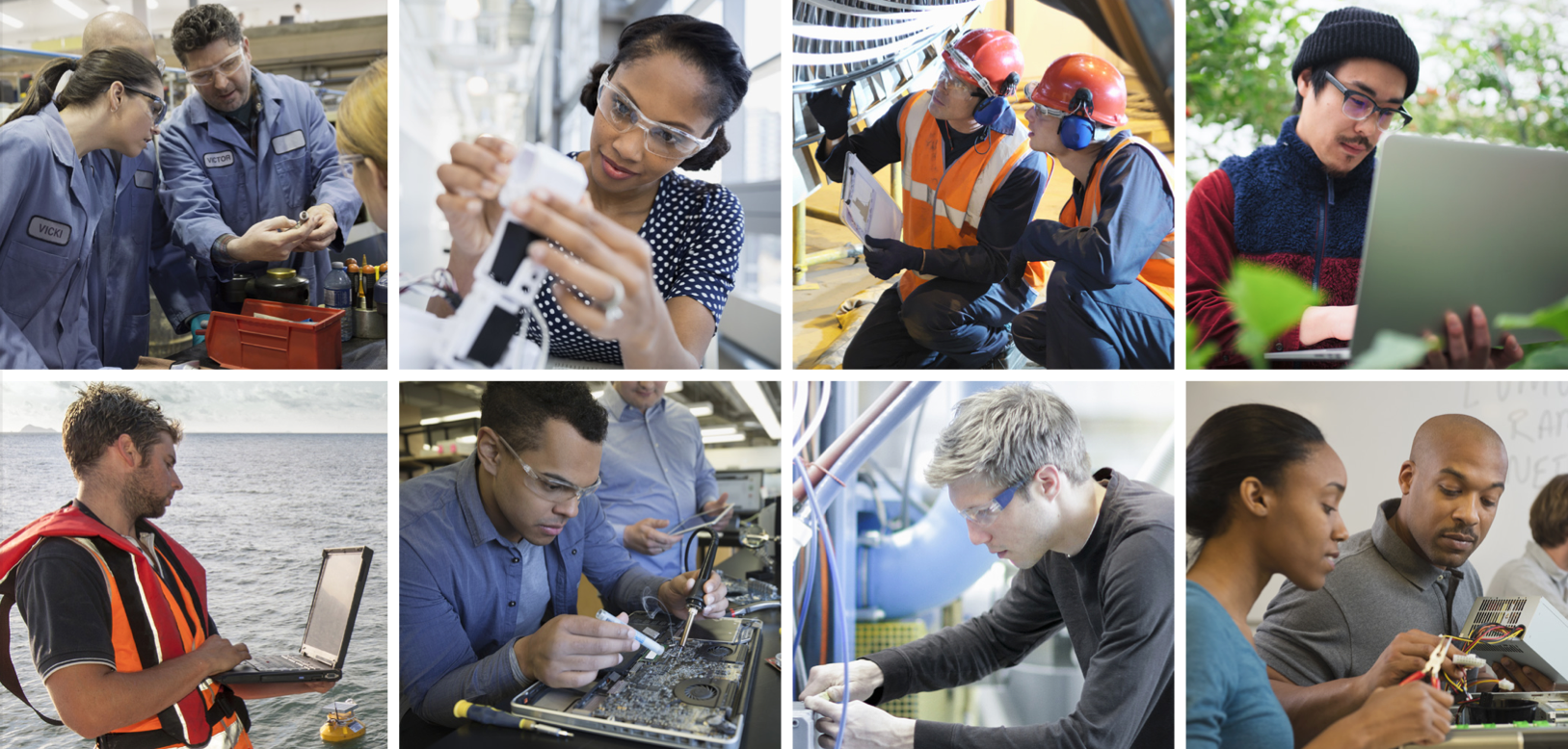 Grid of 8 images showing apprentices.