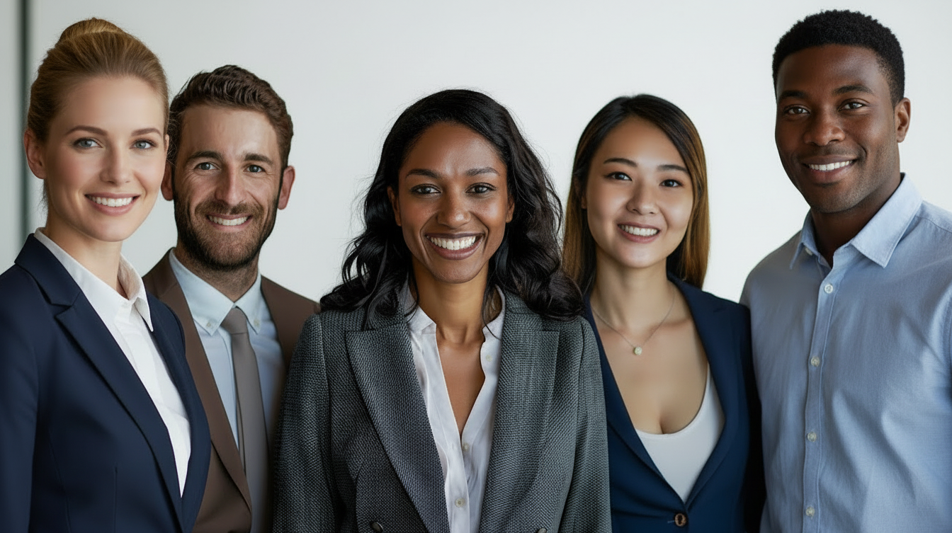 Five corporate people background image